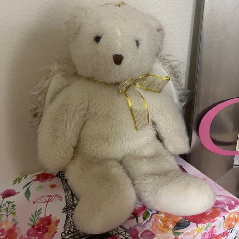 2001 Ty plush Teddy Bear 14" White Angel  stuffed animal toy